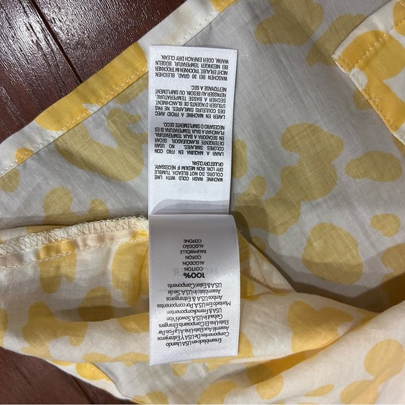 MOTHER THE SUNBURST COTTON LEOPARD FLORAL PRINT TOP. MADE IN USA. SZ S yellow - Picture 10 of 11